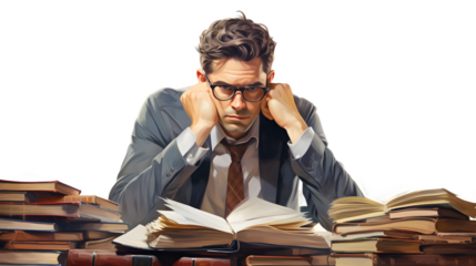 PNG of Stressd Man, Stressed Man, Workload, Stress, Overwhelmed, Busy, Pressure, PNG Image, Exhausted