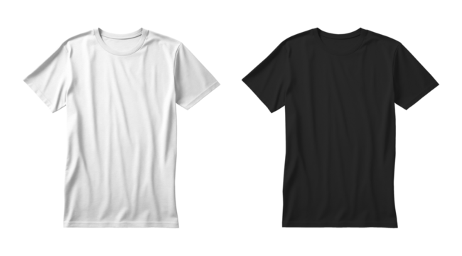White And Black Tshirt For Mockup Isolated on Transparent Background
