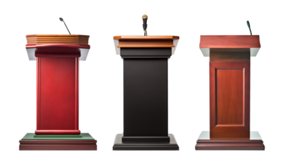 Podium Pulpit Mic Set Isolated on Transparent Background
