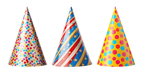 Party Hat Set Isolated on Transparent Background
