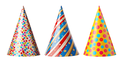 Party Hat Set Isolated on Transparent Background
