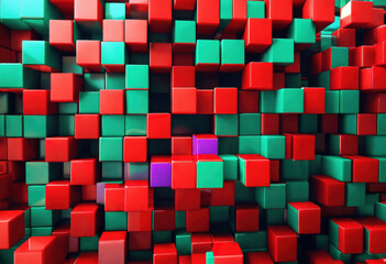 abstract geometric background, colorful constructor, logic game, cubic mosaic structure, isometric