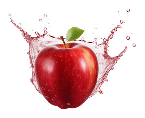 Apple With Juice Splash Isolated on Transparent Background
