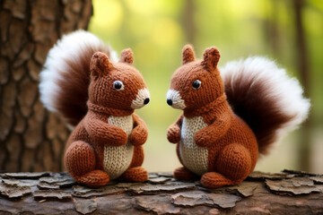 knitted squirrel in a wild