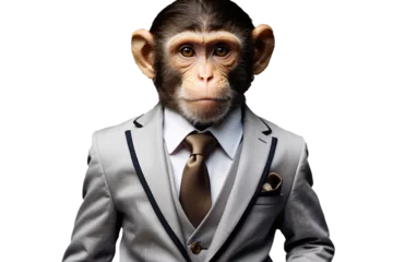 Poster monkey wearing office suit, transparent background. ai generative © IOLA
