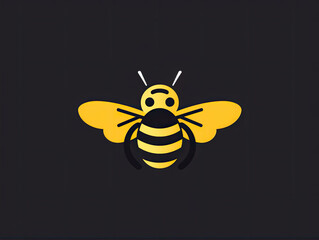Bee yellow symbol design. Logo fly bee eazy created - obrazy, fototapety, plakaty