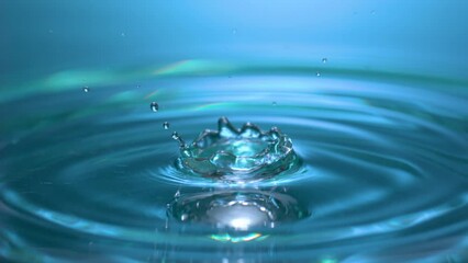 High speed shooting, close-up, water droplets, falling, rippling, rippling
