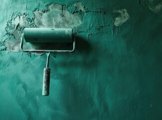 roller paint brush on wall background