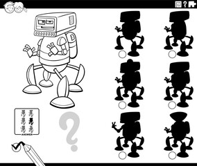 shadow game with cartoon robot character coloring page