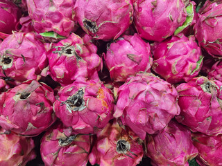 Dragon fruit in an outdoor traditional market