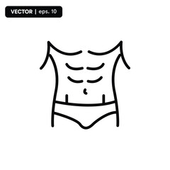 male body icon, ideal male body icon. vector eps 10