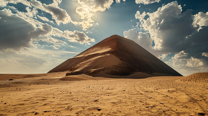 Fototapeta na wymiar Bent Pyramid at Dahshur, capturing both the bright desert sun and the deep shadows of the structure