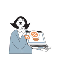 Business and finance concept with cartoon people in flat design for web. Businesswoman getting financial success and profit growth. Vector illustration for social media banner, marketing material.