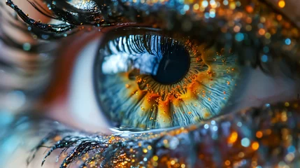 Foto op Aluminium Macro shot of beautiful female eye with iris. Macro shot of human eye.   © korkut82