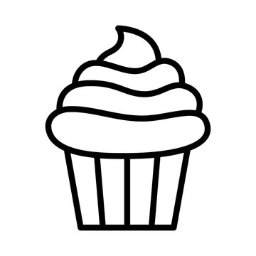 recommend clip art: Cute cup cake sweets and dessert outline icon	