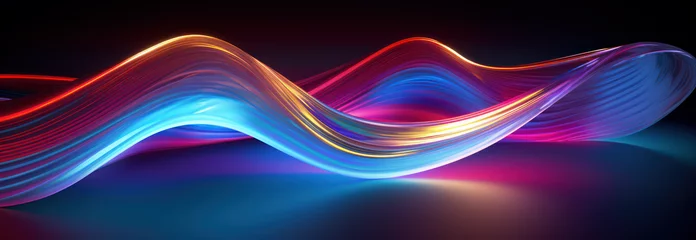 Rolgordijnen Colorful abstract 3D waves of fluid neon liquid  © Mik Saar