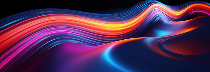 Colorful abstract 3D waves of fluid neon liquid 