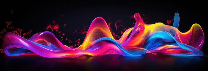 Colorful abstract 3D waves of fluid neon liquid 