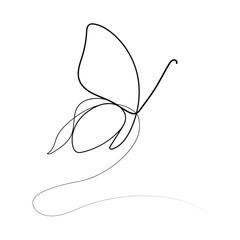 Continuous Single line drawing of  butterfly  out line vector  art drawing  and  flying  butterfly editable stroke