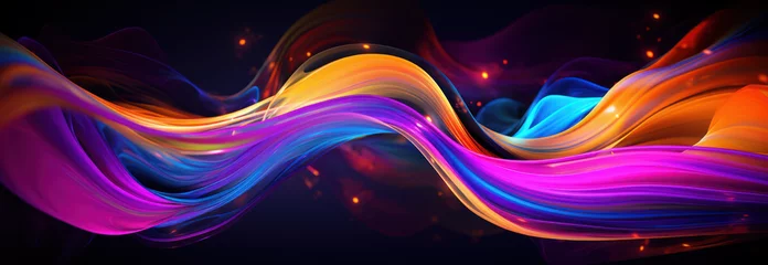 Deurstickers Colorful abstract 3D waves of fluid neon liquid  © Mik Saar
