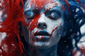 Splash of blue and red festival colours