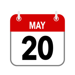 20, calendar date icon on white background.