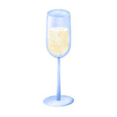 Glass of Champagne Illustration Hand Drawing
