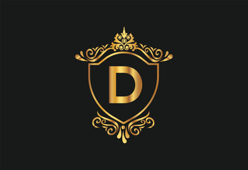D latter logo design with nature beauty Premium Vector