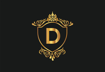 D latter logo design with nature beauty Premium Vector