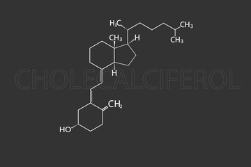 Fototapeta na wymiar Cholecalciferol molecular skeletal chemical formula