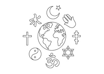 Earth. Religion. Faith. One line