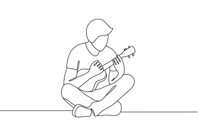 Ukulele. Man. One line