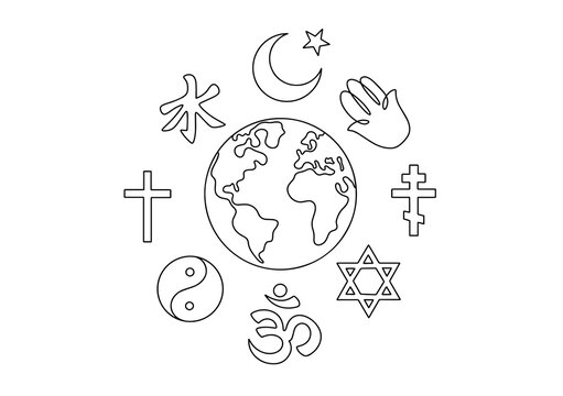 black and white world religions symbols clip art preview