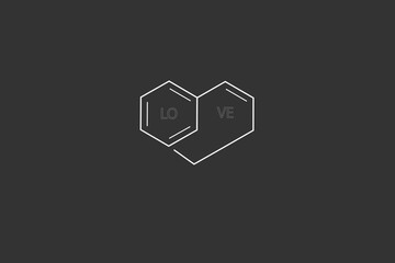 Obraz premium Love background. Molecular skeletal chemical formula of love.