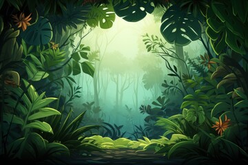 Fototapeta na wymiar tropical jungle frame background
