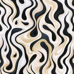 wavy abstract pattern texture with volumetric 3d black white waves lines on monochrome background