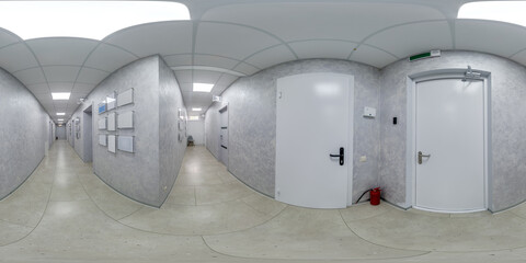 360 panorama white empty corridor for room office. full seamless spherical 360 hdri panorama in...