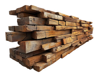 Pile of Rough Cut Wood on Transparent Background, png file of isolated perfect cutout object on transparent background with 