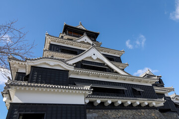 Fototapeta na wymiar The Famous Landscape vintage building of Kumamoto Castle in Northern Kyushu, Japan.