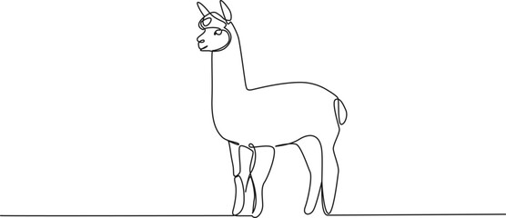 continuous single line drawing of an alpaca, line art vector illustration © Christian Horz