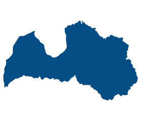 Fototapeta premium Latvia map. Map of Latvia in blue color