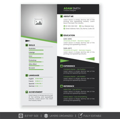 Modern and professional cv or resume template design.