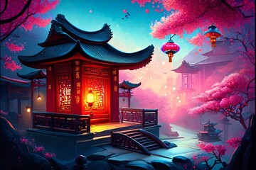 Celebrate Prosperity Chinese New Year and the Ancient Lunar Cycle, Generative Ai