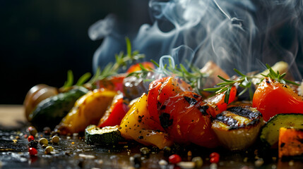 Delicious Grilled Vegetables, Vegan Healthy Food, No Meat, Artificial Intelligence