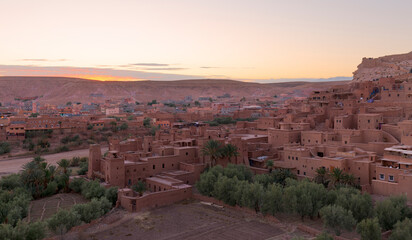 Obraz premium Amazing view of Kasbah Ait Ben Haddou near Ouarzazate in the Atlas Mountains of Morocco. UNESCO World Heritage Site since 1987. Artistic picture. Beauty world.