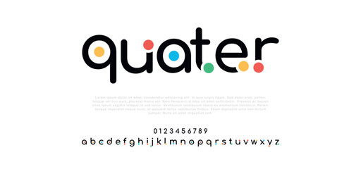 Quater Minimal font creative modern alphabet. Typography with dot regular and number. minimalist style fonts set. vector illustration