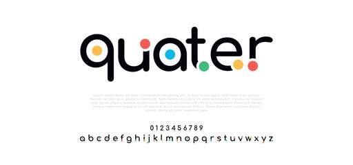 Quater Minimal font creative modern alphabet. Typography with dot regular and number. minimalist style fonts set. vector illustration