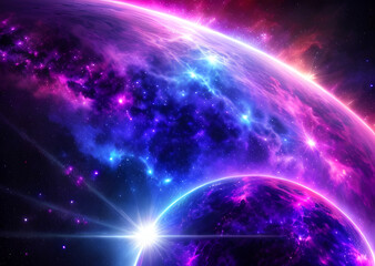 Space colorful in purple shades background with realistic shining stars infinite universe,Generative AI