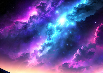 Space colorful in purple shades background with realistic shining stars infinite universe,Generative AI