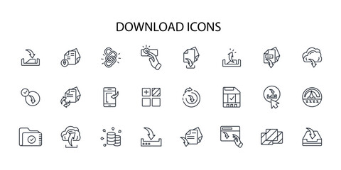 Download icon set.vector.Editable stroke.linear style sign for use web design,logo.Symbol illustration.